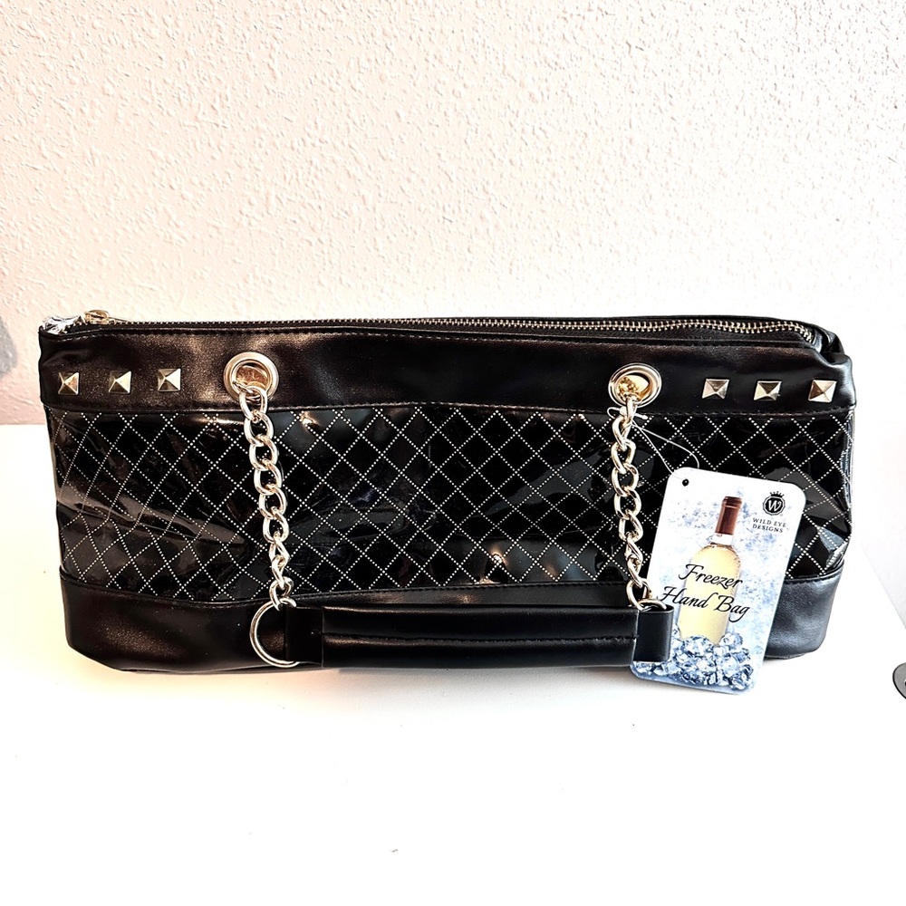 WILD EYE | Thermal Insulated Wine Purse Bag Gold Studded | Black Gold